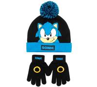 SONIC THE HEDGEHOG Set di cappelli e guanti invernali per ragazzi - Caldi e comodi berretti e guanti - Perfetto per bambini dai 6 ai 12 anni, Nero , Taglia unica