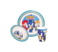 Sonic The Hedgehog Set di piatti e ciotole per bambini con tazza, set di stoviglie riutilizzabili per bambini con code e nocche soniche.