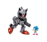 Sonic The Hedgehog - Set Gigante Mecha Sonic da 20,3 cm, Alta Articolazione con Luci Integrate e Figura di Sonic Inclusa, Gioco Ufficiale Jakks Pacific - Regalo Perfetto per Ragazzi