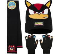 Sonic The Hedgehog Set Guanti Cappello e Sciarpa Bambini, 3 Pz Morbido Accessori Invernali Ragazzo, 8-10 Anni, Regalo Gamer (Nero Shadow 3 Pcs)