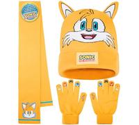 Sonic The Hedgehog Set Guanti Cappello e Sciarpa Bambini, 3 Pz Morbido Accessori Invernali Ragazzo, Regalo Gamer (Multi Tails 3 Pcs)