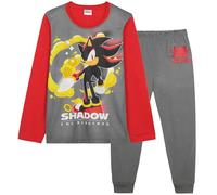 Sonic The Hedgehog Shadow Lungo Pigiama Ragazzo, Morbida Accogliente Abbigliamento da Casa Set - Giocatore Regalo Bambino (Ombra Rossa/Grigia, 5-6 Anni)
