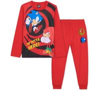 SONIC THE HEDGEHOG Shadow Lungo Pigiama Ragazzo, Morbida Accogliente Abbigliamento da Casa Set, Giocatore Regalo Bambino (Rosso Sonic/Knuckles, 6-7 Anni)