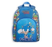 Sonic The Hedgehog Sonic Merch - Zaino da scuola con cerniera, tasca frontale, tasche laterali in rete e spallacci imbottiti, colore: blu