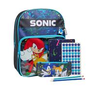 Sonic The Hedgehog Sonic, set di zaini per bambini con astuccio, quaderno, adesivi e matite, zaino per bambini, set regalo
