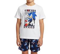 Sonic The Hedgehog T-Shirt e Pantaloncini per Ragazzi, Pigiama in 2 Pezzi per Bambino Design Sonic Il Riccio, Taglia 4 Anni | Bianco