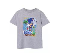 Sonic The Hedgehog T-Shirt Grigia Kids | Sonic Green Hills Design | Merchandising Ufficiale di Sonic | Maglietta Comoda ed Elegante per i Giovani Giocatori