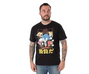 Sonic The Hedgehog T-Shirt Nera a Maniche Corte Design Giapponese del Fumetto | Abbraccia l'iconico Stile Manga | Merch Sonico Autentico