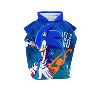Sonic The Hedgehog Telo Mare Bambino con Cappuccio, Accapatoio Poncho Microfibra 55x110 cm, Asciugamano a Mantella Spiaggia e Piscina, Asciugatura Rapida, Blu, 2-6 Anni [18243 Blu]