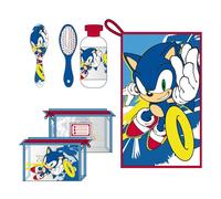 Sonic - Trousse da viaggio per bambini, blu Sega, ufficiale, 23 cm