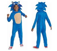 Sonic the Hedgehog - Tuta con cappuccio per bambini, con licenza ufficiale SEGA by Disguise, Sonic 3, include cappuccio con piume dimensionali e orecchie in feltro, per bambini di 3-4, 5-6, 7-8 anni