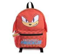 Sonic The Hedgehog Zaino 3D Knuckles the Echidna Kids | Tasca frontale con cerniera a scacchi rossi con scritta Unstoppable Knuckles! | Borsa da viaggio per la scuola