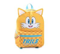 Sonic The Hedgehog Zaino 3D Tails Kids | Zaino giallo con il personaggio Time To Fly! e tasca frontale a scacchi con chiusura a zip per bambini e bambine