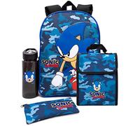 Sonic The Hedgehog Zaino per ragazzi | Zaino per bambini blu navy mimetico zaino per la scuola astuccio per matite e bottiglia d'acqua | Merce, Blu, Taglia unica, Zainetto