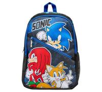 Sonic The Hedgehog Zaino per ragazzi - Zaino per la scuola per bambini, zaino da gioco blu con tasca frontale e portabottiglie laterale.