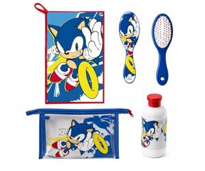 Sonic - Trousse da viaggio per bambini, blu Sega, ufficiale, 23 cm