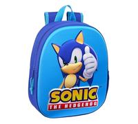 SONIC - Zaino scolastico, con design 3D, adattabile al carrello, ideale per bambini di diverse età, comodo e versatile, qualità e resistenza, 27 x 10 x 33 cm, colore blu, blu, Estándar, Casual