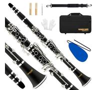 SONICAKE Bb Clarinetto per Principianti Intermedi, Clarinetto in Ebonite Placcato Argento con Barilotti, Ance, Bocchino Originale, Custodia Rigida QCR-11