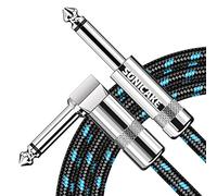 SONICAKE Cavo Jack 6.35mm 3M Noiseless da diritto ad angolo destra per Chitarra Elettrica Basso Amp Tastiera Nero e Blu