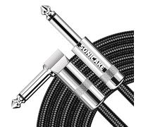 SONICAKE Cavo per chitarra intrecciato 6 m cavo per strumenti per chitarra 6,35 mm angolo retto a destra nero
