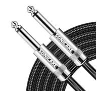 SONICAKE Cavo per chitarra intrecciato 6 m cavo per strumenti per chitarra 6,35 mm Jack Cavo intrecciato in nylon placcato oro nero