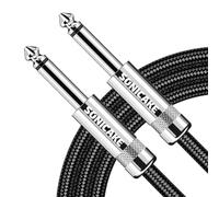SONICAKE Cavo per strumenti per chitarra, 3 m, jack da 6,3 mm su jack da 6,3 mm, in nylon intrecciato, nero