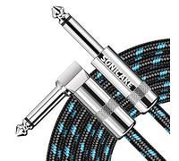 SONICAKE Cavo per strumenti per chitarra, 6 m, 6,3 mm, protezione dal rumore con spina angolata e jack standard, nero, blu