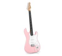 SONICAKE Chitarra Elettrica 39" Full-Size con Pickup Classici SSS, Corpo Leggero, Ponte Tremolo, Tasti Arrotondati e Truss Rod Regolabile QGT-10 (Rosa)