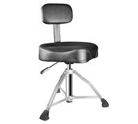 SONICAKE Sgabello per batteria con schienale regolabile idraulicamente in altezza da 45 a 60cm Imbottitura extra spessa nera