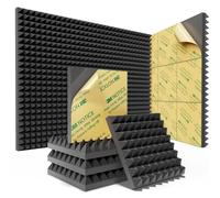 Sonicism Confezione da 12 pannelli acustici autoadesivi, 5,1 x 30,5 x 30,5 cm, colore: nero