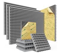 Sonicism Confezione da 48 pannelli fonoassorbenti piramidali in schiuma con autoadesivo, 30,5 x 30,5 x 5,1 cm, pannelli acustici ad alta densità, insonorizzanti, ad espansione rapida, assorbimento
