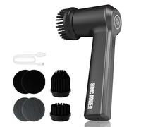 SonicPower Scrubber elettrico rotante, portatile ed ergonomico, impermeabile IPx7, 4 accessori multiuso inclusi, batteria ricaricabile a lunga durata (nero)