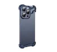 SONIGRA Custodia minimalista per iPhone 14 Plus, in titanio naturale senza cornice per iPhone 14 Plus, custodia con pellicola per lenti, senza bordi sottile, senza paraurti posteriore (blu, per iPhone