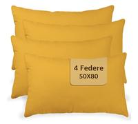 SONIT - Federe Cuscini Letto Matrimoniale 100% in Cotone - Federe Cuscino Letto 4 Pezzi 50x80cm - Copri Cuscini con Chiusura A Busta Made in Italy - Mango