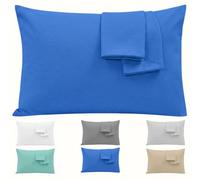 Sonit- Federe Letto Micro Satin Blu 50x80cm Set 2 Morbide Effetto Seta | Set 2 federe 50x80cm in micro satin, morbide, lisce e resistenti, ideali per letto matrimoniale e singolo