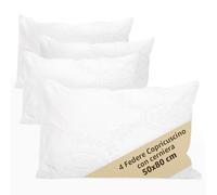 SONIT - Set 2 Copricuscini Letto 50x80 cm con Cerniera, Federe Puro Cotone Tessuto Damascato Elegante, Copriguanciale Antiacaro Anallergico Lavabile, Fodera Guanciale Protettiva per Letto Matrimoniale