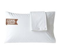 SONIT - Set 2 Federe Cuscino Letto 52x82 cm in Cotone con Bottoni, Copricuscini Letto Matrimoniale Traspiranti, Copriguanciale Morbido Lavabile, Fodera Guanciale per Biancheria da Letto