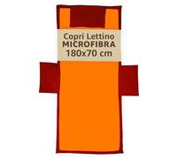 SONIT - Telo Mare con Angoli e Tasche 70x180cm con Cuscino - Telo Mare per Lettino con Elastici e Tasche Microfibra - Copri Lettino Spiaggia Arancio