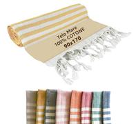SONIT - Telo Mare Giallo in Cotone Leggero 90x170 cm, Asciugamano Mare Antisabbia Morbido e Assorbente, Telo Salvaspazio e Ultra Leggero, Ideale per Piscina, Viaggio e Pic Nic, Unisex