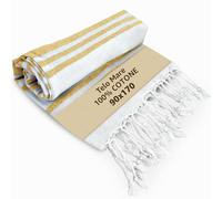 SONIT - Telo Mare Giallo in Cotone Leggero Antisabbia, Asciugamano Spiaggia Morbido e Salvaspazio, Telo Compatto per Viaggio, Pic Nic e Piscina, Asciugamano Mare Leggero e Assorbente, Unisex
