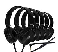 Sonitum - Cuffie da classe, con microfono, confezione da 5 pezzi, jack da 3,5 mm, con microfono e morbidi cuscinetti girevoli per auricolari, perfette per e-Learning, riunioni, chiamate