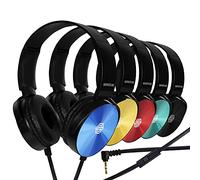 Sonitum - Set di cuffie e microfoni da 3,5 mm jack stereo con microfono e morbidi cuscinetti girevoli per auricolari, perfetti per e-Learning, riunioni, chiamate, confezione da 5