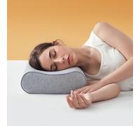Sonive Contour Cuscino cervicale in memory foam, con federa in fibre di bambù e poliestere, cuscino che segue i contorni del corpo, di colore grigio, da 60 x 33 x 12/10 cm, per adulti