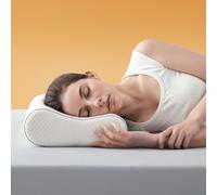 Sonive Contour Cuscino cervicale in memory foam, con federa in fibre di bambù e poliestere, per testa e collo, di colore bianco, da 60 x 33 x 12/10 cm