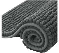 Sonive Tappeto da Bagno Antiscivolo 50x80 cm in Chenille, Morbido, Alta Assorbenza e Asciugatura Rapida, Lavabile, Per Bagno e Doccia, Grigio Scuro