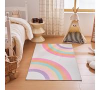 Sonive Tappeto per Bambini Arcobaleno Rosa, Tappetino Antiscivolo Morbido per Camera da Letto, Soggiorno, Cameretta 80x150 cm