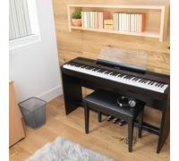 Sonix SXP8 pianoforte digitale portatile in raso nero fornito con supporto fisso e unità a 3 pedali, con tastiera a percussione graduata 88 note sensibile al tocco, Bluetooth e 90 voci selezionabili