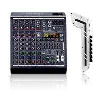 SonixForce Mixer professionale 6 canali scrivania interfaccia digitale USB MP3 ingresso 48 V Phantom Power Stereo DJ Studio FX telaio in acciaio, nero Bluetooth USB Audio Mixer per PC