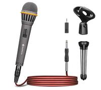 SonixForce XRL Microfono dinamico per karaoke, microfono per canto, microfono vocale palmare con cavo audio XLR da 4,9 m a 6,35 mm, microfono per altoparlanti, mixer, amplificatore e macchina per