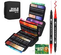 Sonlaryin Brush Pen Lettering, 180 Colori Pennarelli Doppia Punta, Pennarelli Punta Fine Pennarelli Acquerellabili a 2 mm e 0,4 mm per Adulti Bambini Disegno, Colorate Mandala, Lettering